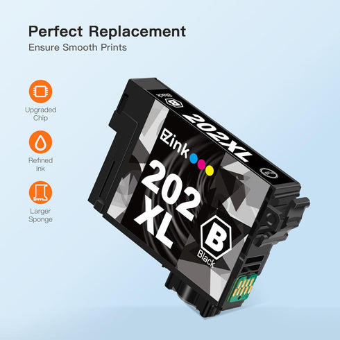 E-Z Ink Remanufactured Ink Cartridge Replacement for Epson 202XL 202 XL T202XL for Workforce WF-2860 Printer