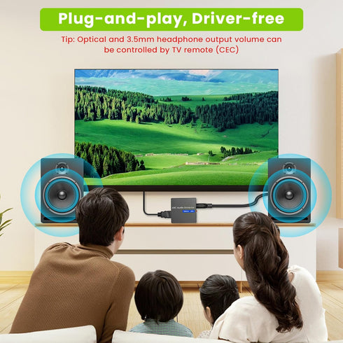 Tihokile 192KHz Toslink/Optical+3.5mm Speaker/Soundbar/Headset ARC Audio Extractor, HDMI ARC to AUX Output, HDMI