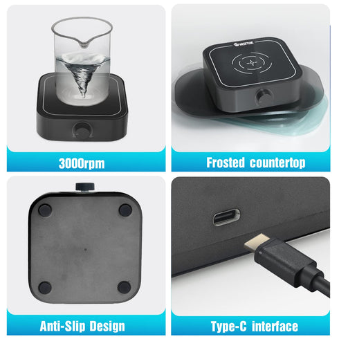 Magnetic Stirrer 3000rpm, Mini Magnetic Mixer Stir Plate with Stir Bar, Max Stirring Capacity 3000mL, Lab Stirrers