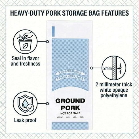 MAINCA 1 Lb. Package 100 Ground Pork Freezer Bags (Retail) - Size