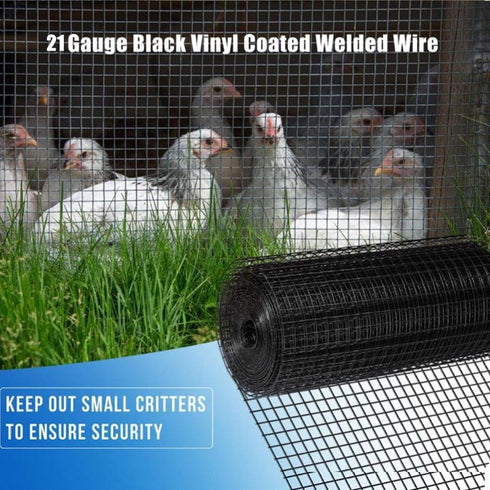 24" 50' 1/4inch 21 (2450-21Gauge) x Hardware Cloth Gauge, Black Galvanized Welded Wire Mesh Roll for Chicken Coop