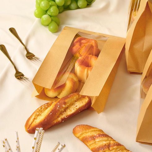 100 Packs Packaging (13.7x8.3x3.5 Inch) Moretoes Sourdough Paper Bread Bags, for Homemade Bread With Window, Includes
