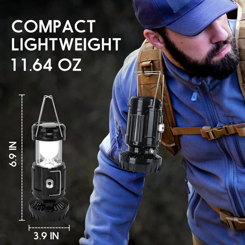 2024 Upgrade Solar Powered Camping Lantern with Fan - Stay cool and well-lit during outdoor adventures with This versatile lantern featuring a built-in fan for added comfort.