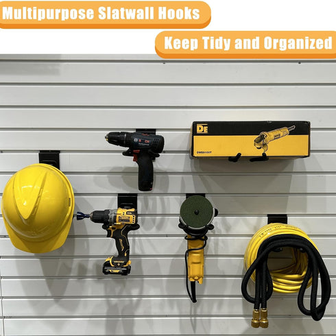 Juformin Trimmer 8" 2 Adjustable Slatwall Hooks, Lockable Slatwall Weedeater & String Hanger, Power Tool Hanger