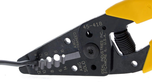 IDEAL Electrical 45-418 Premium Reflex T Stripper, 6-14 AWG Solid, 8-16 AWG Stranded, Wire Stripper with Textured Grips