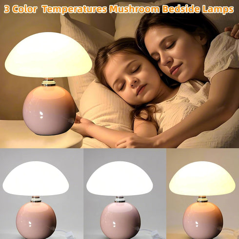 Stands,3 Mushroom Lamp for Bedroom Living Room,Mushroom Table Lamps for Bedside Night Color Temperature Desk Small