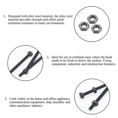 DYWISHKEY 200 Pieces M3 Hex Socket Head Cap Bolts Screws Nuts Kit with Hex Wrench, 12.9 Grade Alloy Steel