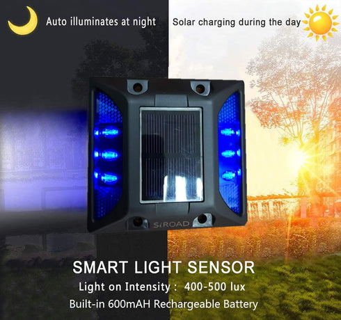 Solar Driveway Deck Light, IP68 Waterproof Outdoor Reflectors for Pathway Garden Yard (Blue, 1 Pack)