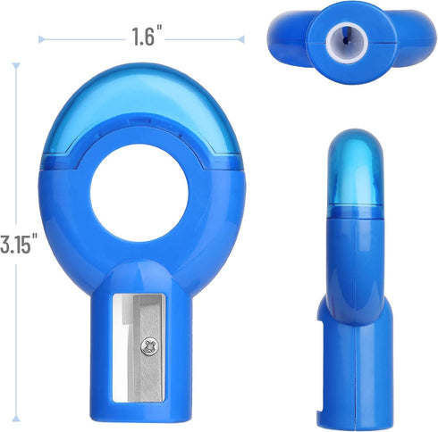 6 Pack, 2-in-1 Mr. Pen- Manual Pencil Sharpener & Eraser, Manual Sharpeners, Multicolored Sharpener with Eraser Fun