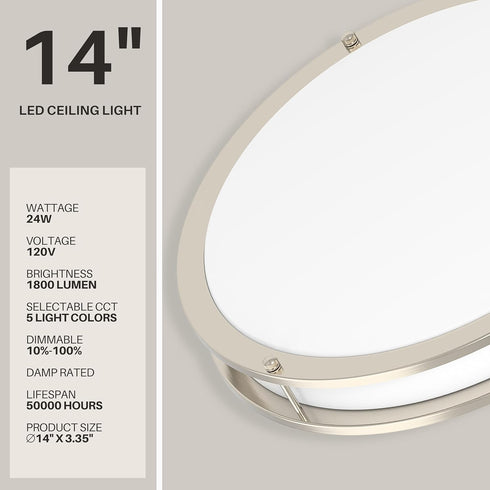 Dimmable 2700K 3000K 3500K 4000K 5000K 5 1 14 Inch) DYMOND LED Ceiling Light Flush Mount Adjustable Lighting from Warm