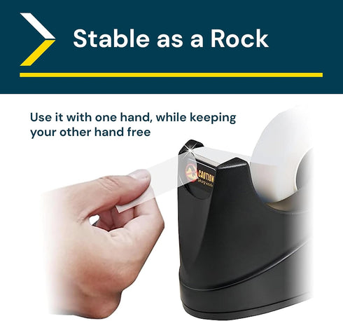 Excell OFFICEPLUS Desk Tape Dispenser with Non-Skid Base, 3/4" Wide, 1" Core, Durable Plastic, Easy One-Hand Use - 1