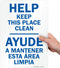 SmartSign U9-1807-NP "Help Keep This Place Clean" Bilingual Sign, 10" x 14"