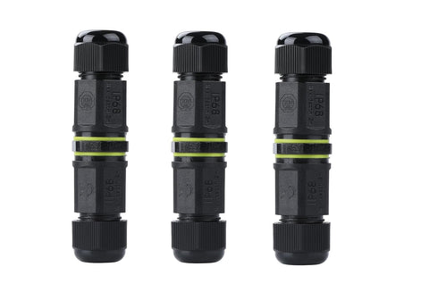 IP68 Waterproof Cable Connector Outdoor, 2Way Waterproof Junction Box, 3 Pins Wire Connector for Cable Diameter
