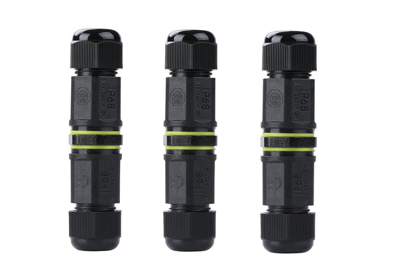 IP68 Waterproof Cable Connector Outdoor, 2Way Waterproof Junction Box, 3 Pins Wire Connector for Cable Diameter