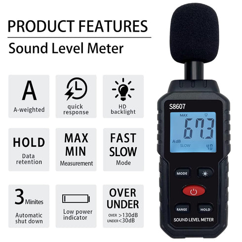 Soonkoda Street,30-130dBA (30-130dBA) Digital Sound Level Meter,Sound Meter for Classroom Home dB Meter to Measure