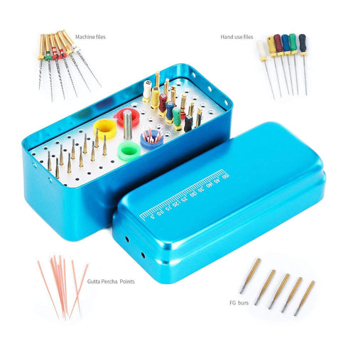 Annhua 60 Holes Dental Bur Blocks, Autoclavable Aluminum Burs Case Organizer for Dental Lab, Blue