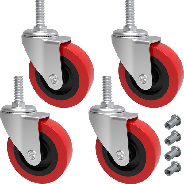 MySit 4 Pack Creeper Wheels, 2.5 Inch Heavy Duty Swivel Caster Wheel for Service Cart Stool