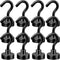 Neosmuk Black Magnetic Hooks, Heavy Duty Earth Magnets with Hook for Refrigerator, Pack of 12