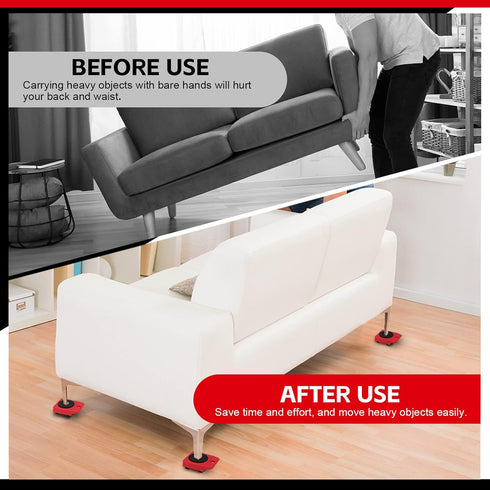 Furniture Dolly with 4 Wheels & Lifter, Heavy Duty Moving Tool Set, 330 Lbs Capacity for Couch, Refrigerator, Bed