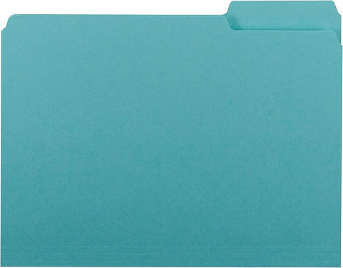 Smead Interior File Folder - 1/3-Cut Tab, Letter Size, Aqua, 100 per Box