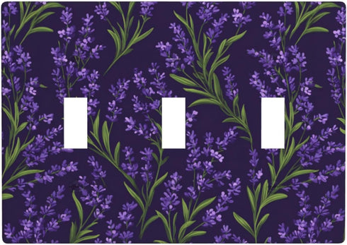 Hayyett Motif Of Lavender Plants On Dark Purple Light Switch Covers 3 Gang