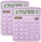 Basic Office Calculator, 2PC Purple Desktop Calculator 12 Digit with Large LCD Display, Sensitive Button, Purple