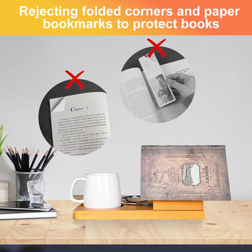 Eadvreit Book Stand, Wooden Triangle Book Holder, Book Rest with Cup Holder, Small Bookshelf Suitable for Reading