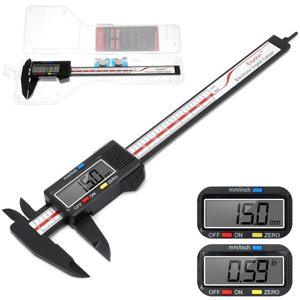 Digital Caliper - Esydon Upgraded 6 Inch Measuring Tool, Electronic Ruler with Large LCD Screen