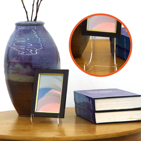 Clear Acrylic Easel - 6” Display Stand for Picture Frames, Plaques, Ceramic Tiles, Plates, and More