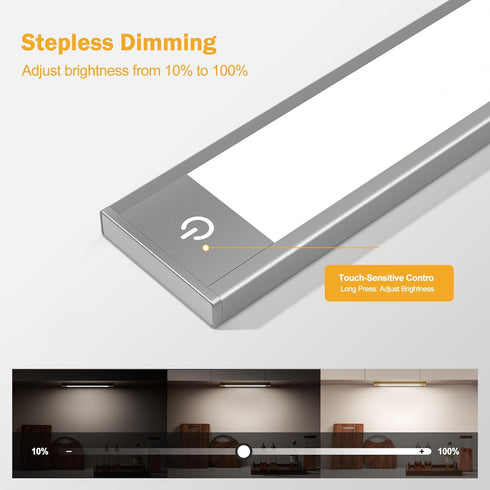 V4light 1500mAh Dimmable 3 Closets (9 Rechargeable Motion Sensor Under Cabinet Light, Magnetic LED Bar with Battery