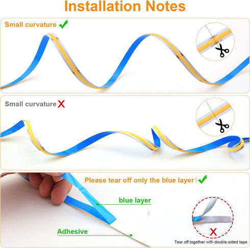 Smacen 4.92Ft 6000K Battery Powered COB Led Strip Lights, Battery Operated Cool White LED Strip Light, High Brightness