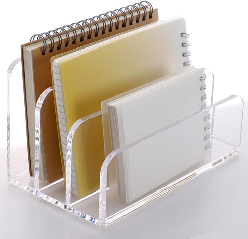 SANRUI 3 Compartments Mail Organizer, Vertical Letter Holder, Acrylic Desk Organizer for Office Supplies