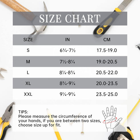 HANDLANDY Grip Work Gloves, TPR Impact Reducing Safety Gloves, Mechanic Work Gloves for Men, Women