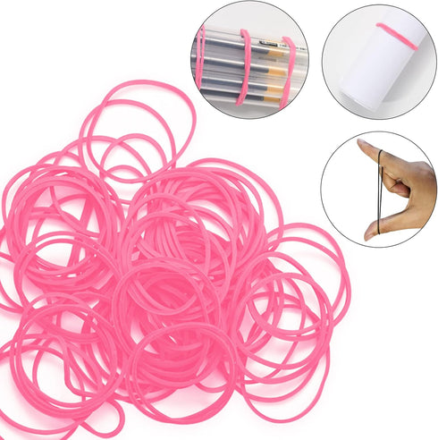 Pink Binder Clips, 380 PCS Assorted Sizes Paperclips and Rubber Bands for Files and Home Supplies
