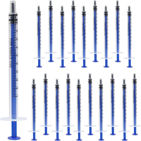 20Pcs 1ml/cc Plastic Syringe, No Needle Individually Packaged, Measurement for Scientific Labs, Feeding Pets