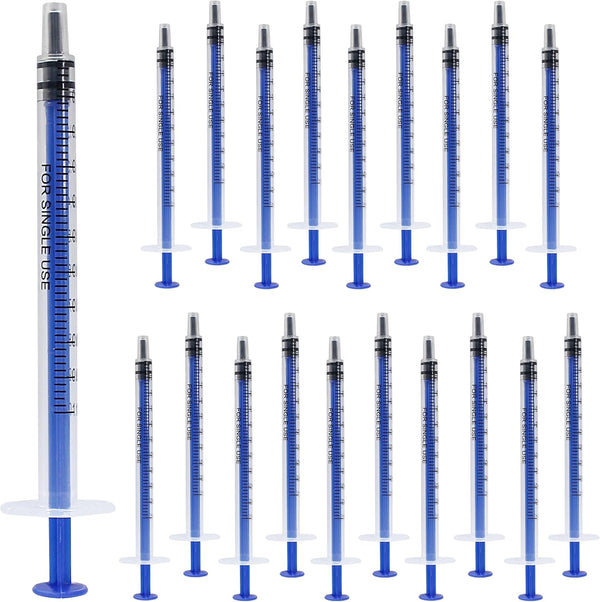 20Pcs 1ml/cc Plastic Syringe, No Needle Individually Packaged, Measurement for Scientific Labs, Feeding Pets