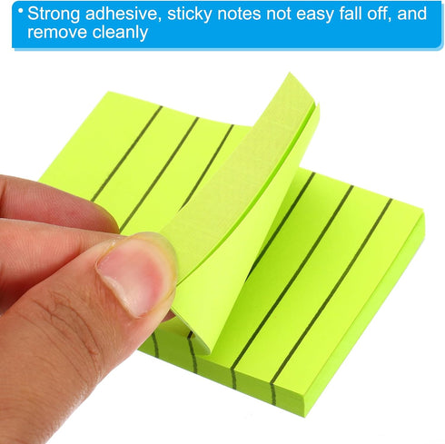 PATIKIL 2 x 3 Inch Lined Sticky Notes, 6 Pack Fluorescent Self-Stick Note Pads, Colorful Memo Post