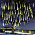 Outdoor Christmas Lights, Meteor Shower Lights, 30cm, 8 Tube, 144 LED Falling Raindrop Fairy String Light for Holiday