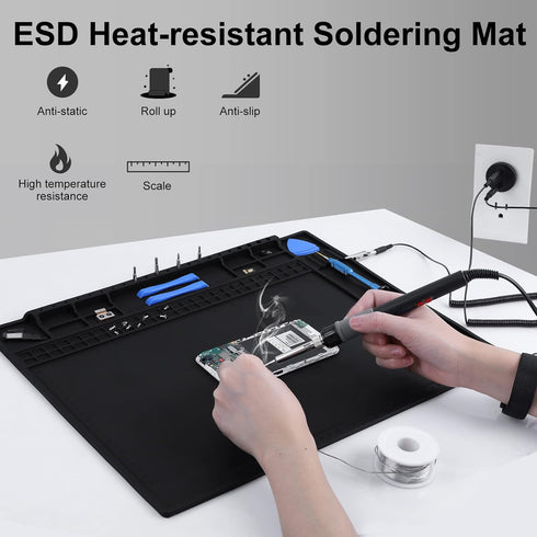 Premium Heat Resistant 932°F Silicone ESD Safe Electronic Repair Work Mat for BGA and Soldering