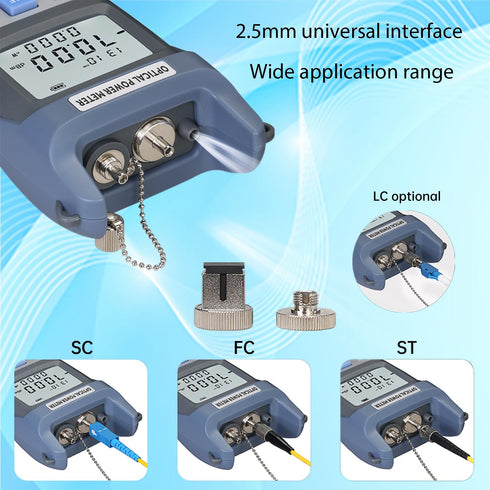 Fiber Optic Tester 3 in 1 - Optical Power Meter & Visual Fault Locator with LED Lighting, 2pcs