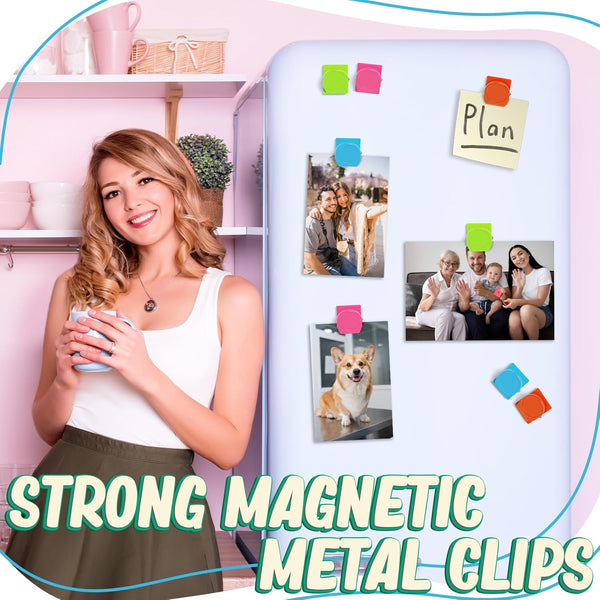 VNDUEEY 24 Pcs Magnetic Clips, Heavy Duty Metal Clips for Whiteboard, Fridge, Locker, Photo Displays