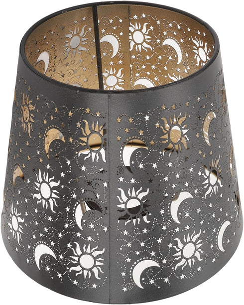 Jelquix E27 E26 Nature Shadow Lamp Shade, Iron Engraved Lampshade, Sun Moon Star Patterns Decorative Shade with Base