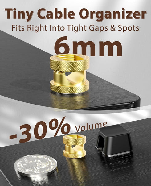 Viaky Desk(3 Pack) Magnetic Cord Holder,Gold Magnetic Cable Clip,Metal Cord Holder for Nightstand,Magnetic Cable