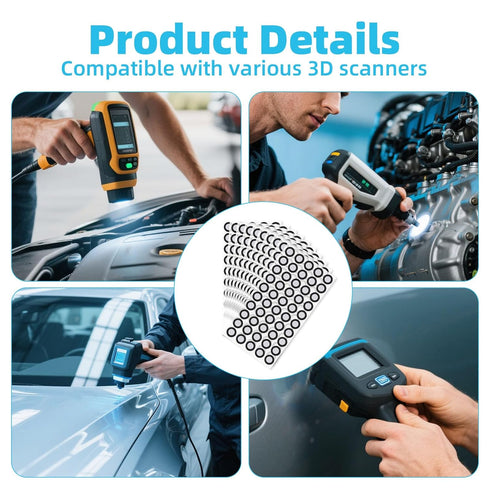 Fukaisu 1224pcs 3D 3D (1000pcs 6mm/0.24in 224pcs 3mm/0.12in) Scanning Markers, High Reflective Scanner Tracking Dots