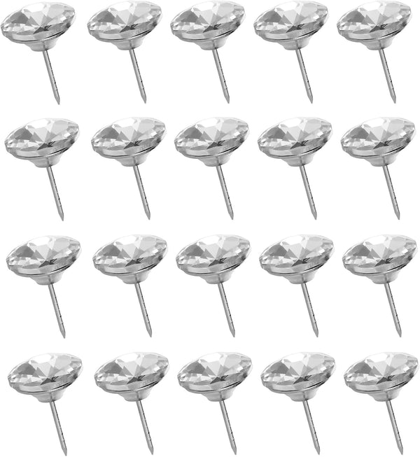 ZAYI 20mm Diamond Crystal Upholstery Nails Buttons Tacks for Sofa Headboard Furniture Decor, 20pcs