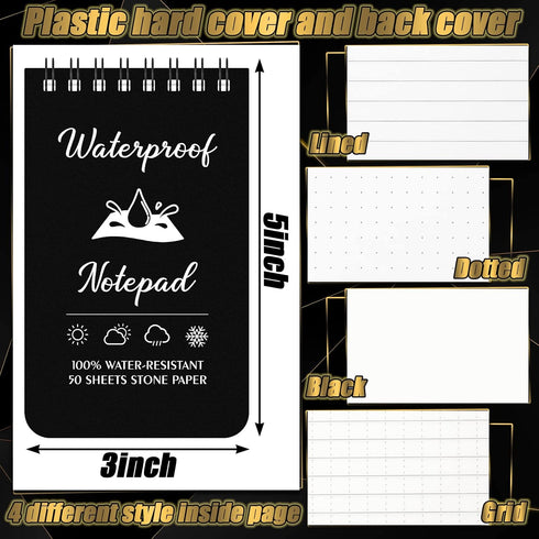 Jetec 12 Waterproof Spiral Notebook, 3" x 5" Small Memo Pad, Mini Weather Pocket Notebook for Police Notepad Outdoors,