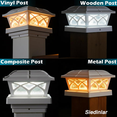 2 8 4x4 5x5 6x6 (1 Pack) SIEDiNLAR Solar Post Cap Lights Outdoor Glass Color Modes LEDs for Posts Fence Deck Patio