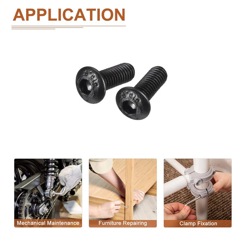 M3-0.5x8mm Button Head Socket Cap Screws, 50Pack Carbon Steel Black Oxide Hex Drive Full Thread Fasteners
