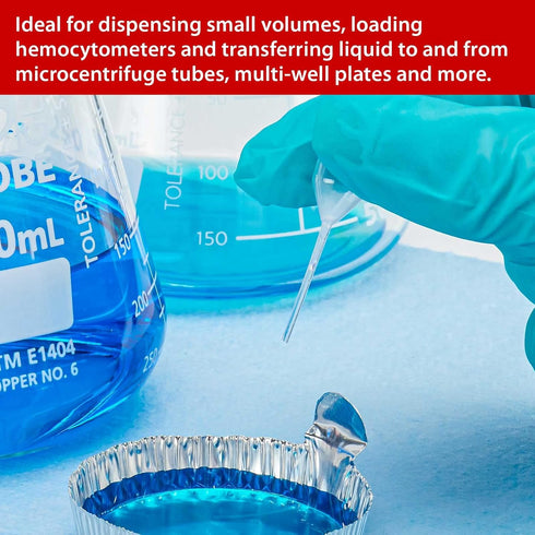 Globe Scientific 134010-500 LDPE Fine Tip Transfer Pipet, Non-Sterile, 51mm Length, 1.3mL Capacity (Box of 500)