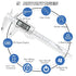 Digital Caliper Measuring Tool, Stainless Steel Vernier Caliper with Large LCD Screen, Easy Switch